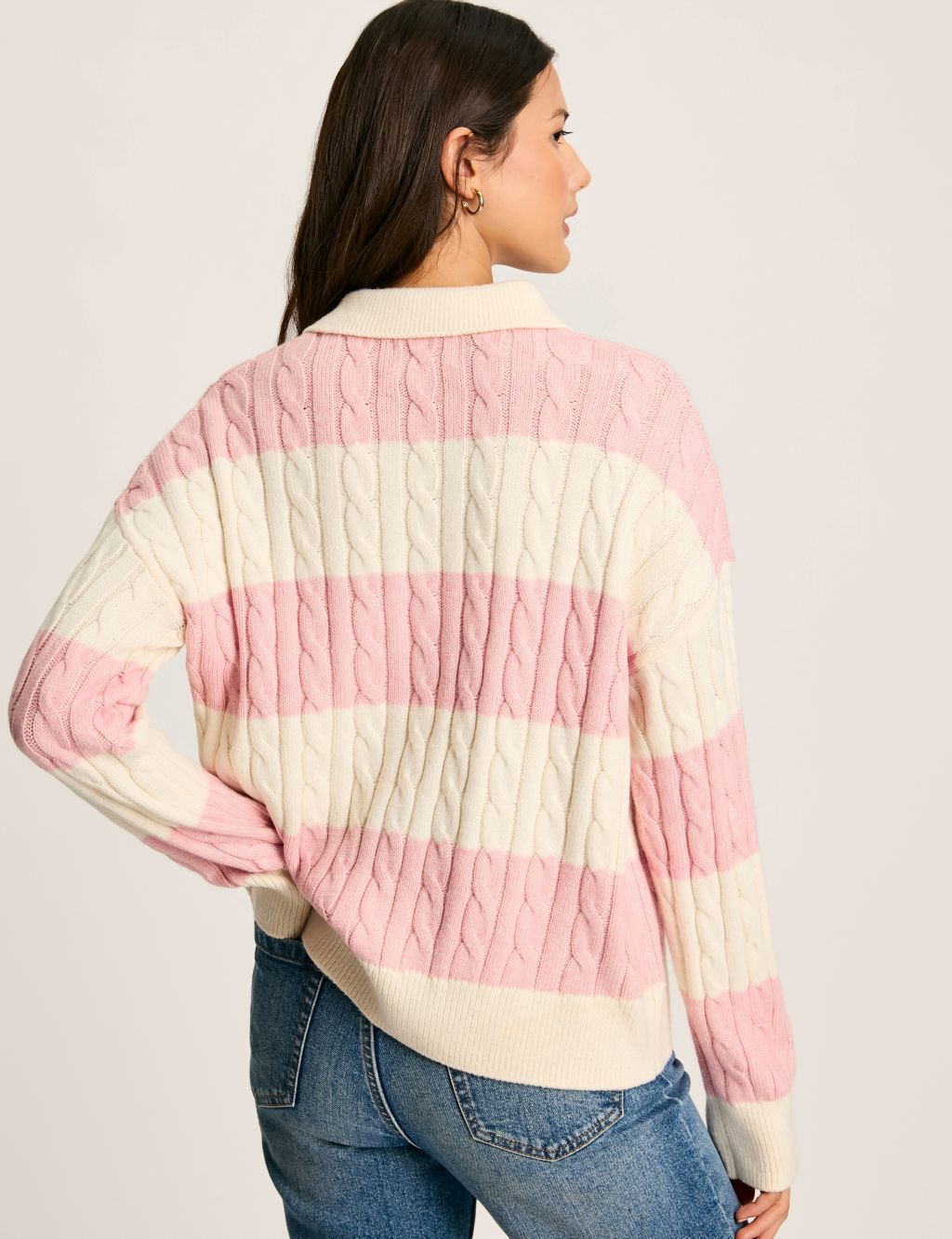 Cotton Rich Cable Knit Striped Jumper 6 of 7