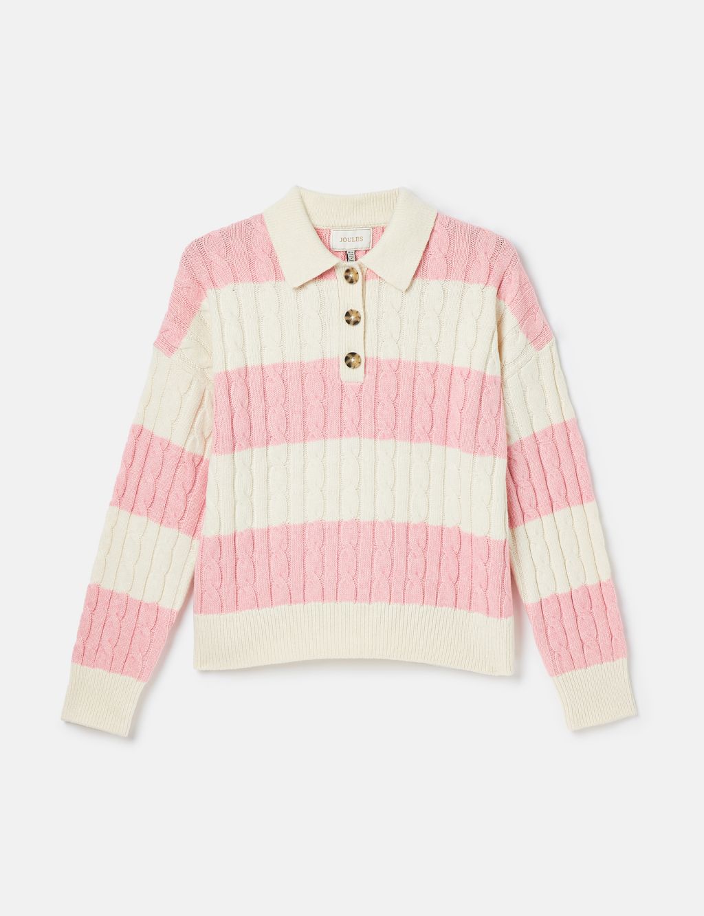 Cotton Rich Cable Knit Striped Jumper 1 of 7