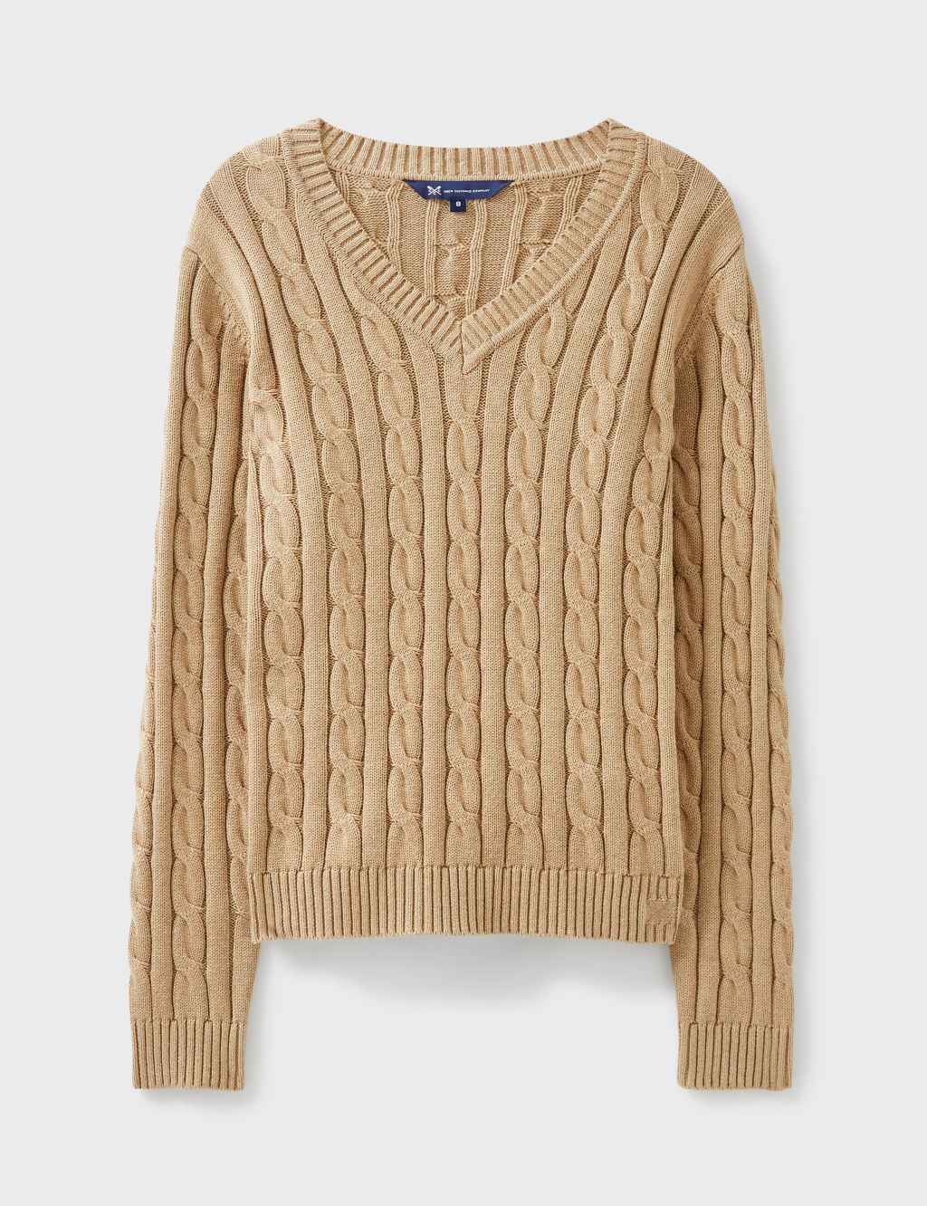 Buy Cotton Rich Cable Knit V-Neck Jumper | Crew Clothing | M&S