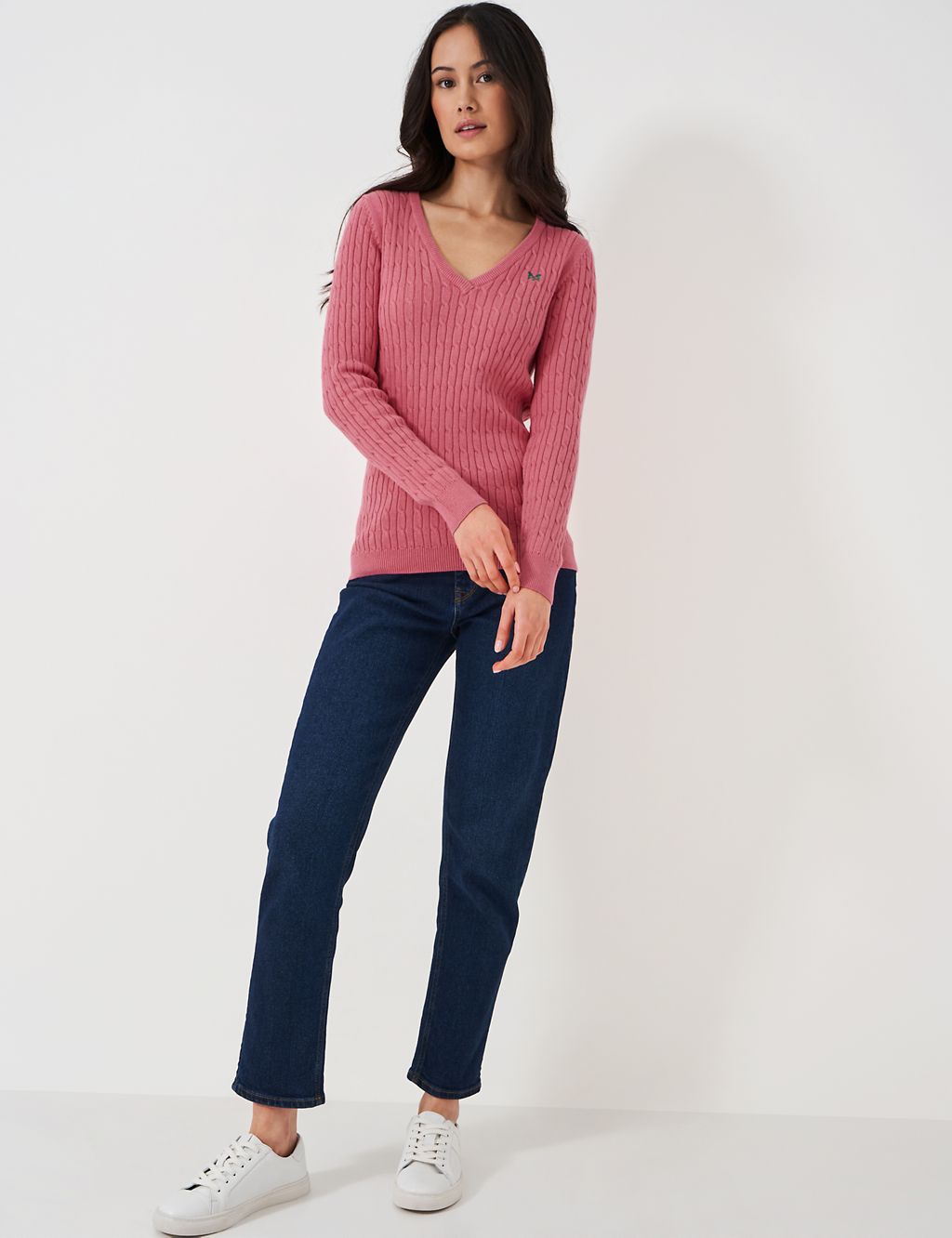 Cotton Rich Cable Knit V-Neck Jumper 2 of 5