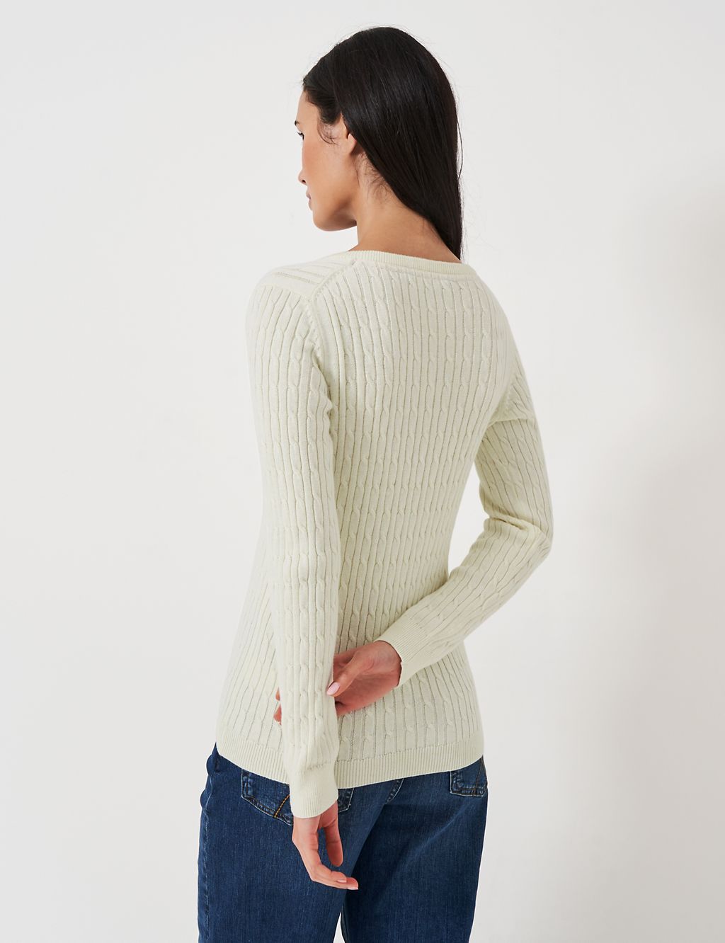 Cotton Rich Cable Knit V-Neck Jumper 4 of 5