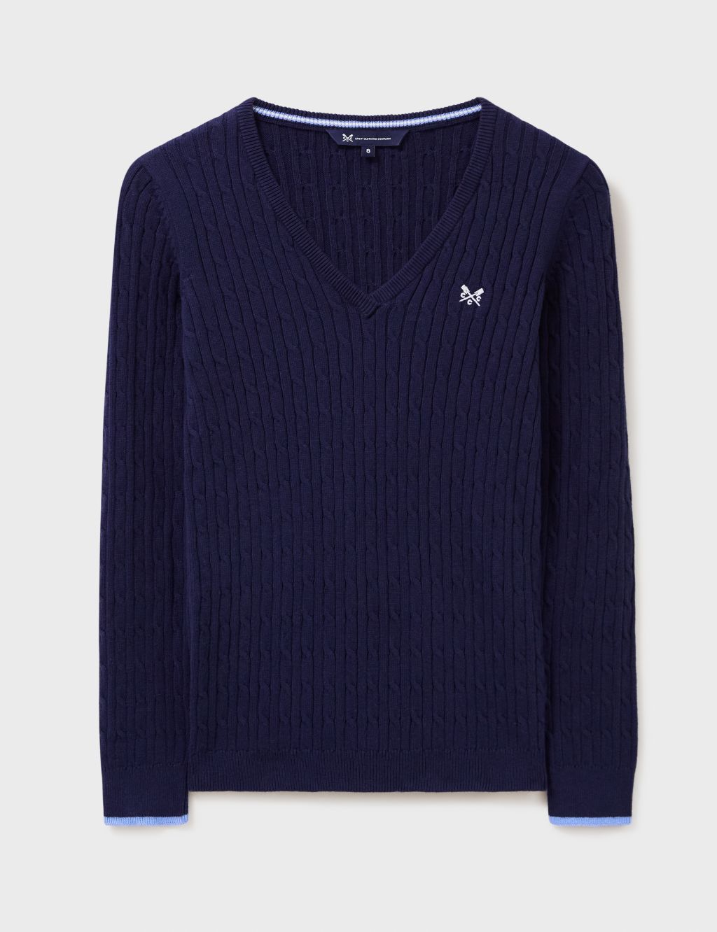 Cotton Rich Cable Knit V-Neck Jumper | Crew Clothing | M&S