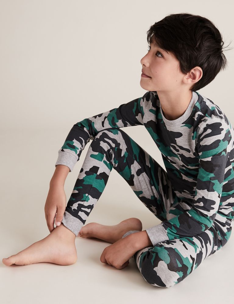 Cotton Rich Camouflage Pyjama Set (7-16 Yrs) 1 of 4