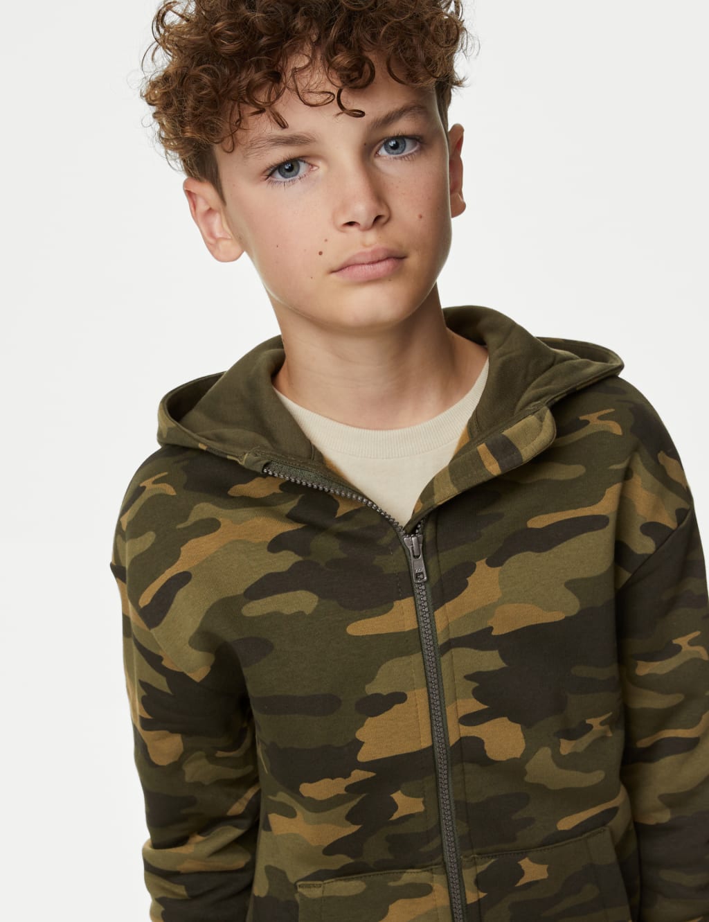 Cotton Rich Camouflage Zip Hoodie 6 16 Yrs M S Collection M S