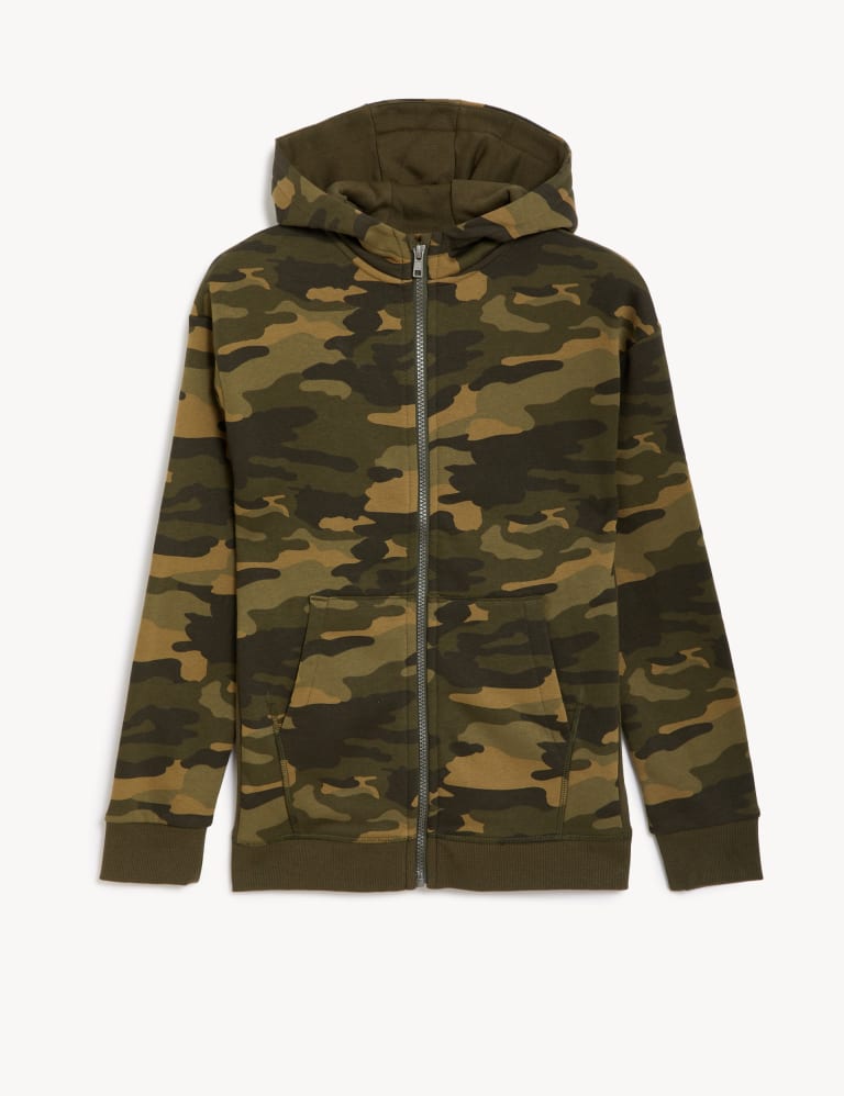 Cotton Rich Camouflage Zip Hoodie 6 16 Yrs M S Collection M S
