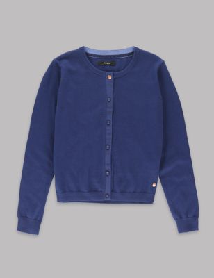 Cotton Rich Cardigan with Cashmere (5-14 Years) Image 2 of 3