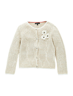 Cotton Rich Cardigan with StayNEW™ (5-14 Years) Image 2 of 5