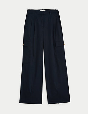 Cotton Rich Cargo High Waisted Trousers Image 2 of 5