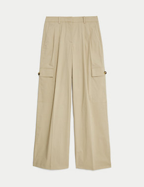 Cotton Rich Cargo High Waisted Trousers Image 2 of 5
