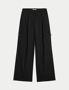 Cotton Rich Cargo High Waisted Trousers Image 2 of 6