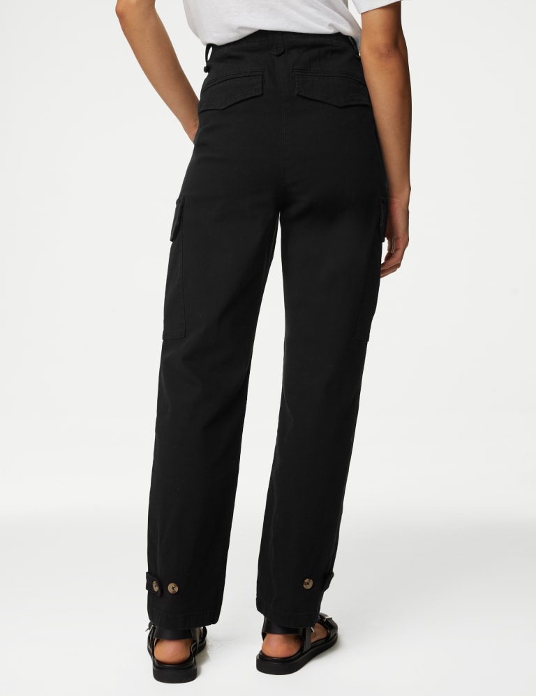 Cotton Rich Cargo High Waisted Trousers M S Collection M S