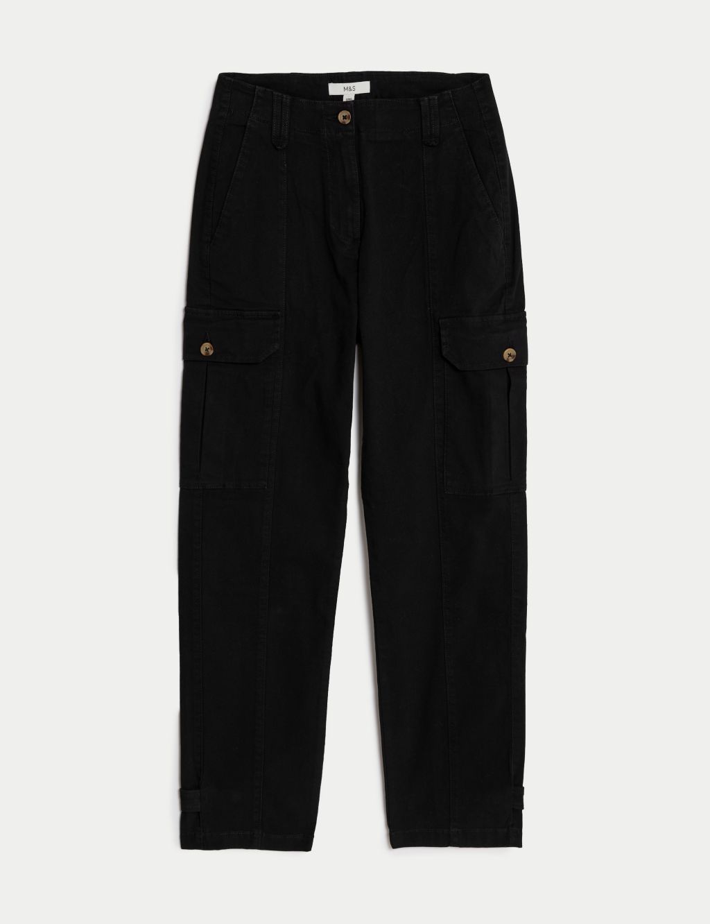 Cotton Rich Cargo High Waisted Trousers 1 of 5