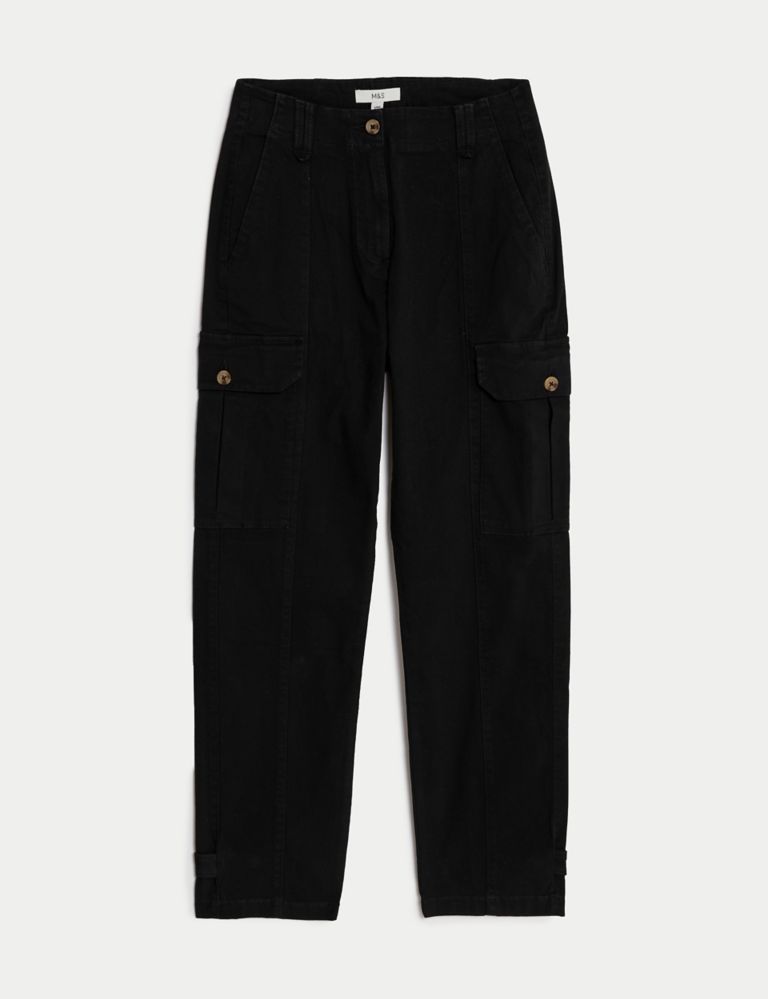 Cotton Rich Cargo High Waisted Trousers 2 of 5