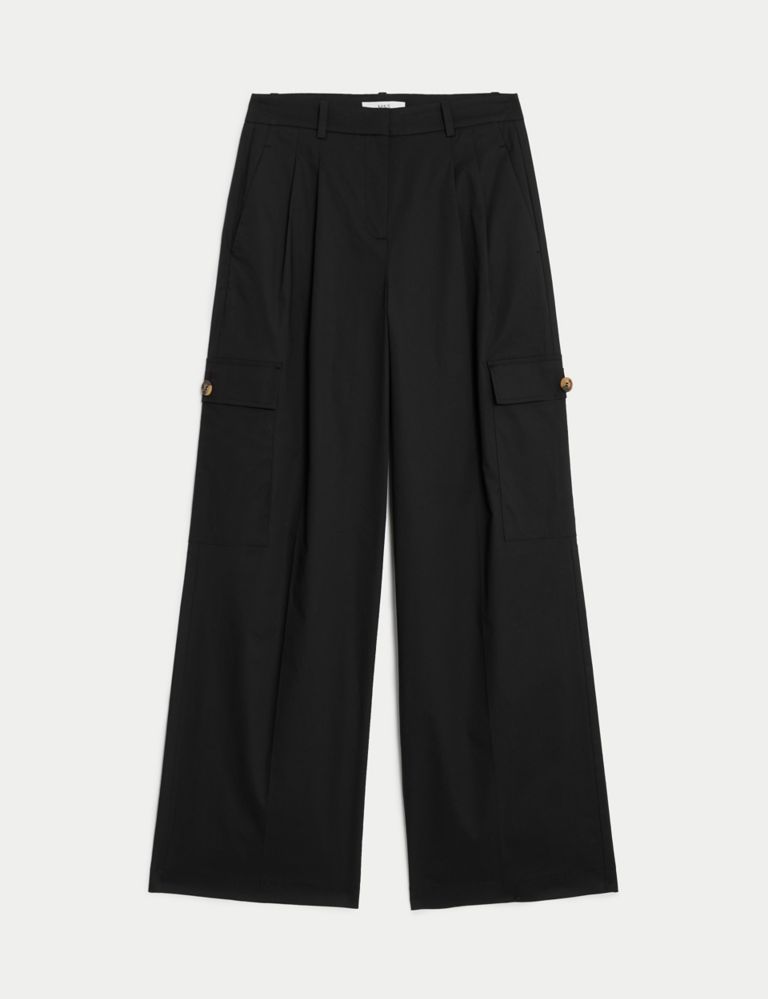 Cotton Rich Cargo High Waisted Trousers 3 of 6
