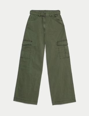 Cotton Rich Cargo Wide Leg Trousers Image 2 of 6