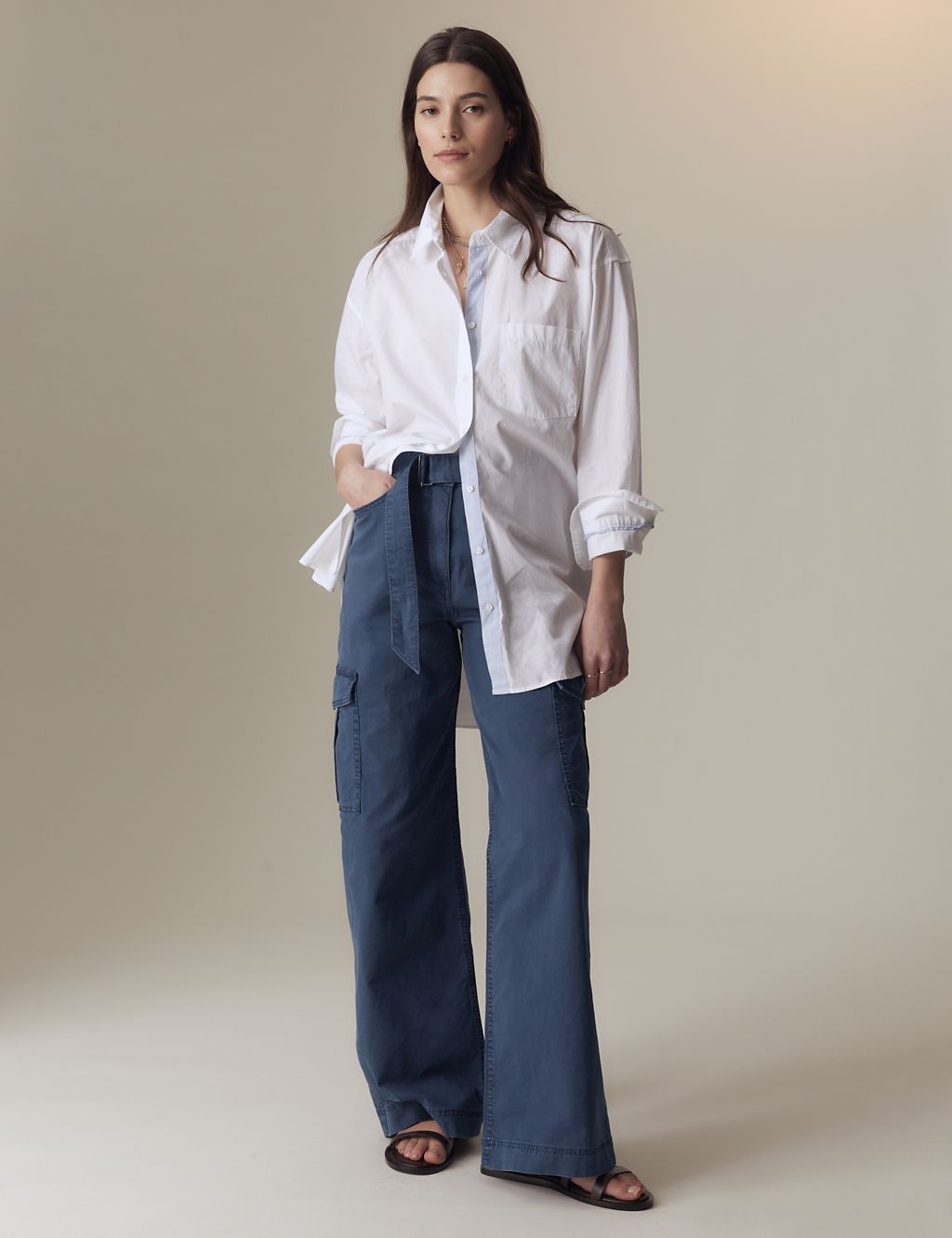 Cotton Rich Cargo Wide Leg Trousers 3 of 5