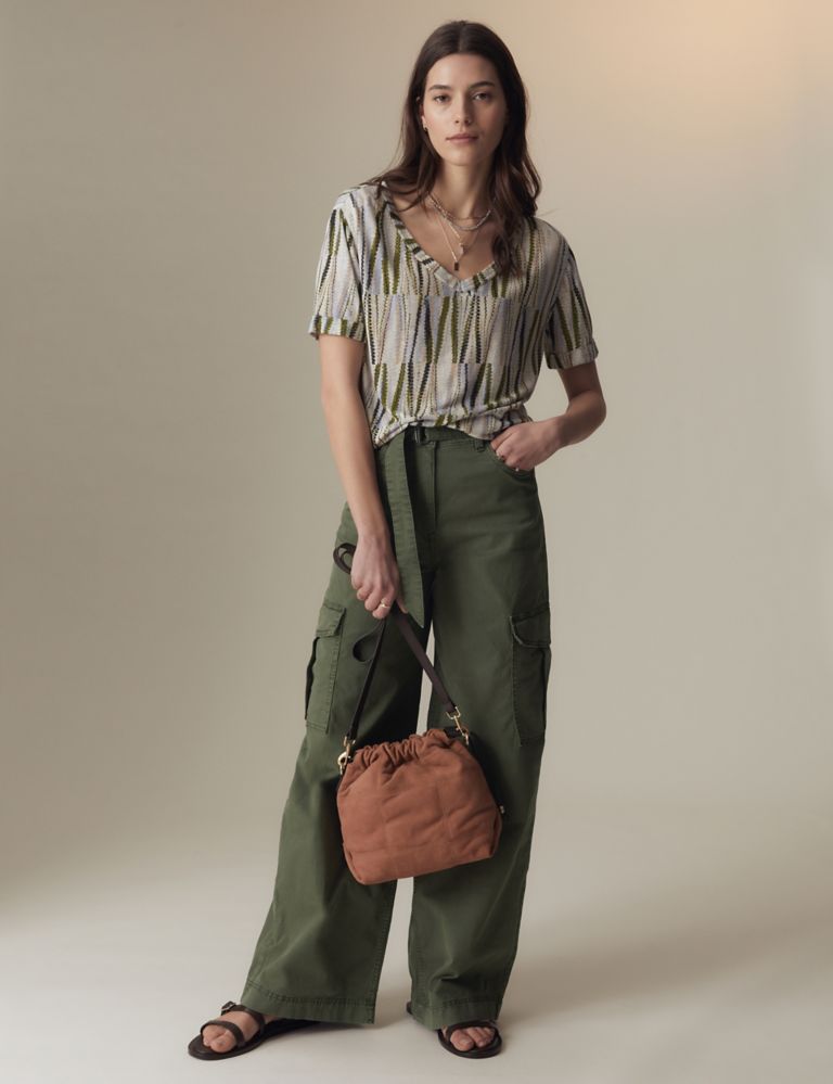 Cotton Rich Cargo Wide Leg Trousers 4 of 6