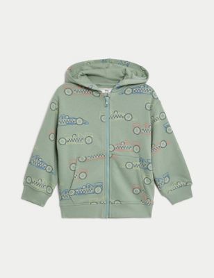 Cotton Rich Cars Zip Hoodie (2-8 Yrs) Image 2 of 5