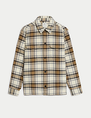 Cotton Rich Check Double Faced Overshirt Image 2 of 6