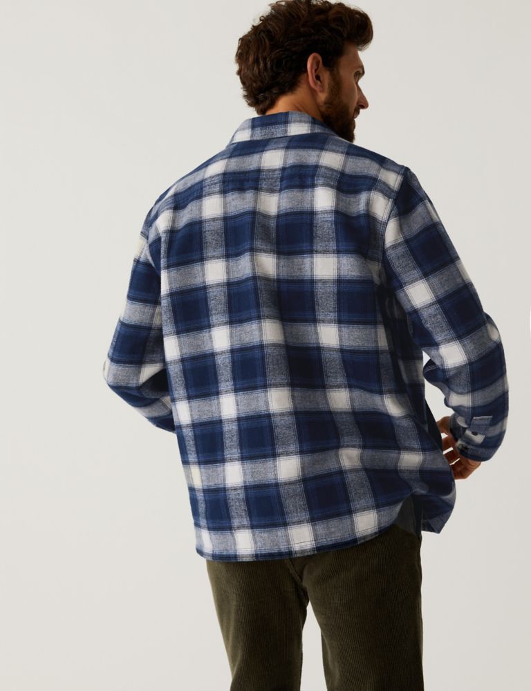 Cotton Rich Check Double Faced Overshirt | M&S Collection | M&S
