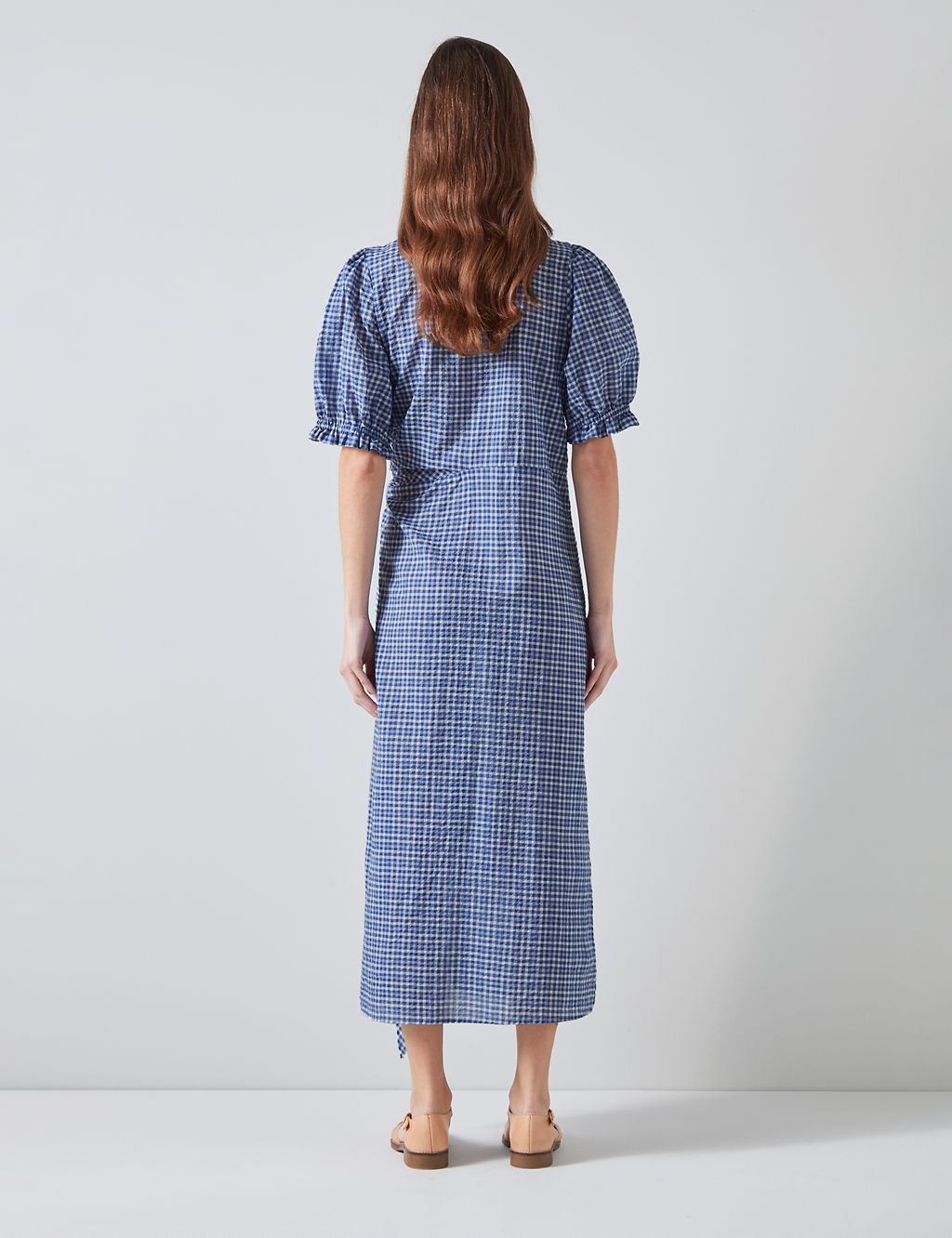 Cotton Rich Check Midaxi Relaxed Wrap Dress 2 of 3