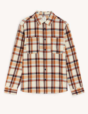 Cotton Rich Check Twill Overshirt Image 2 of 5