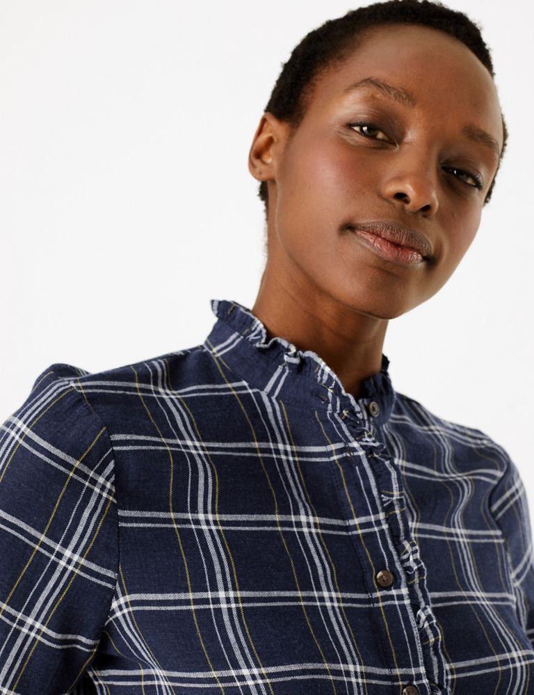 Cotton Rich Checked Longline Shirt | M&S Collection | M&S