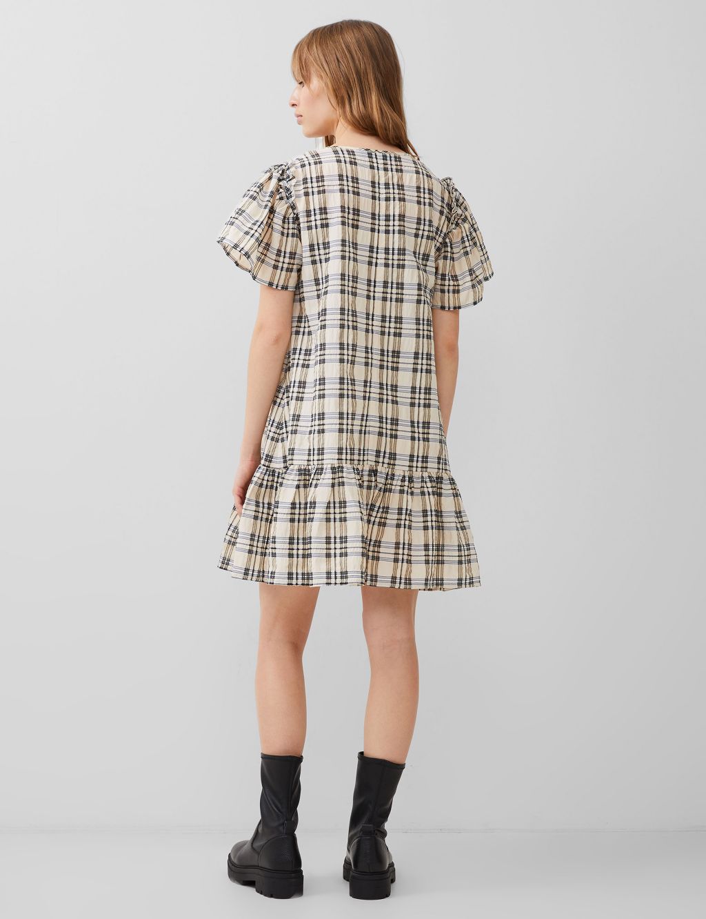 Cotton Rich Checked Mini Tiered Dress 4 of 5