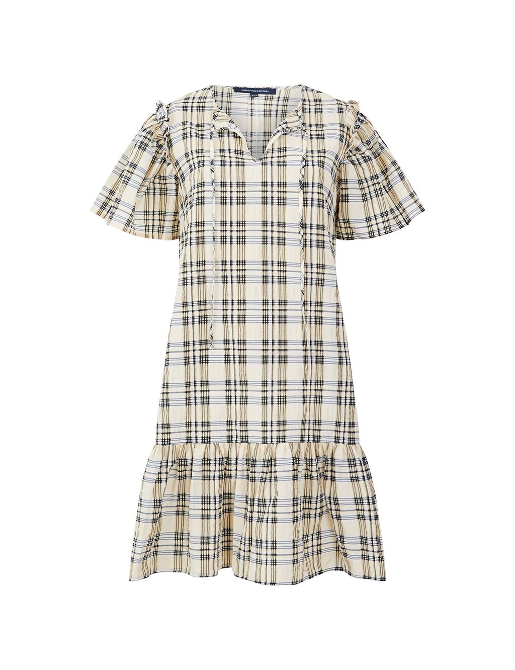 Cotton Rich Checked Mini Tiered Dress 1 of 4