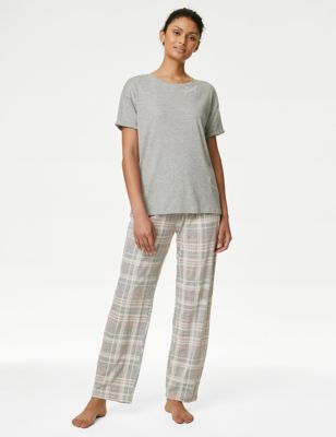Cotton Rich Checked Pyjama Set, M&S Collection