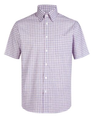 Cotton Rich Checked Shirt with Pocket Image 2 of 3