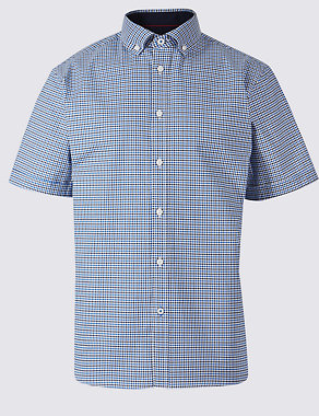 Cotton Rich Checked Shirt with Stretch Image 2 of 3