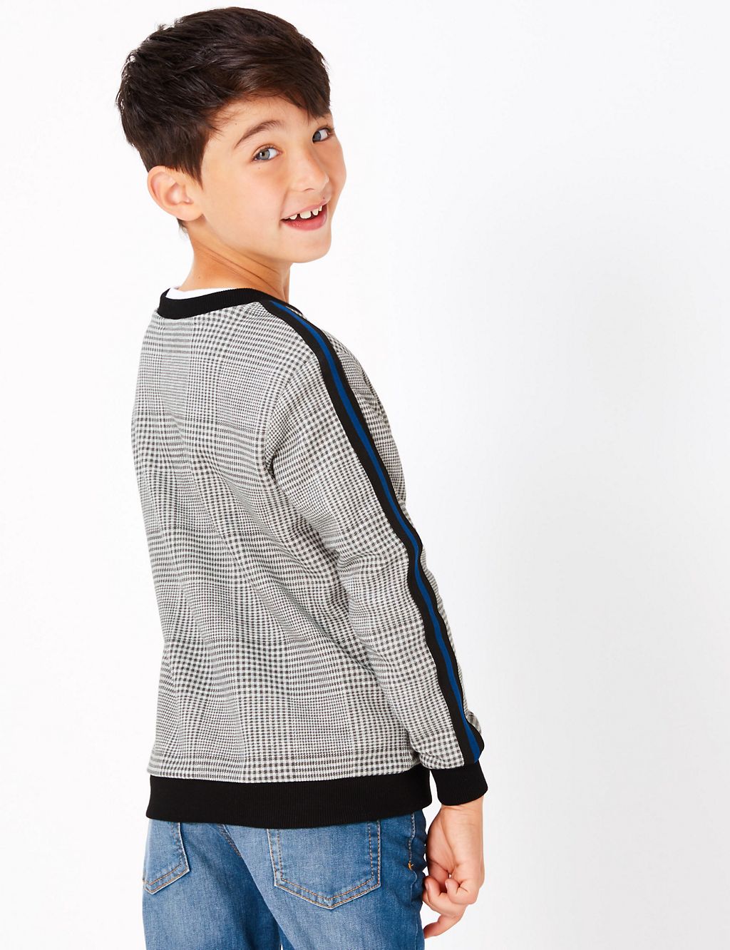 Cotton Rich Checked Sweatshirt (3-16 Years) 4 of 5