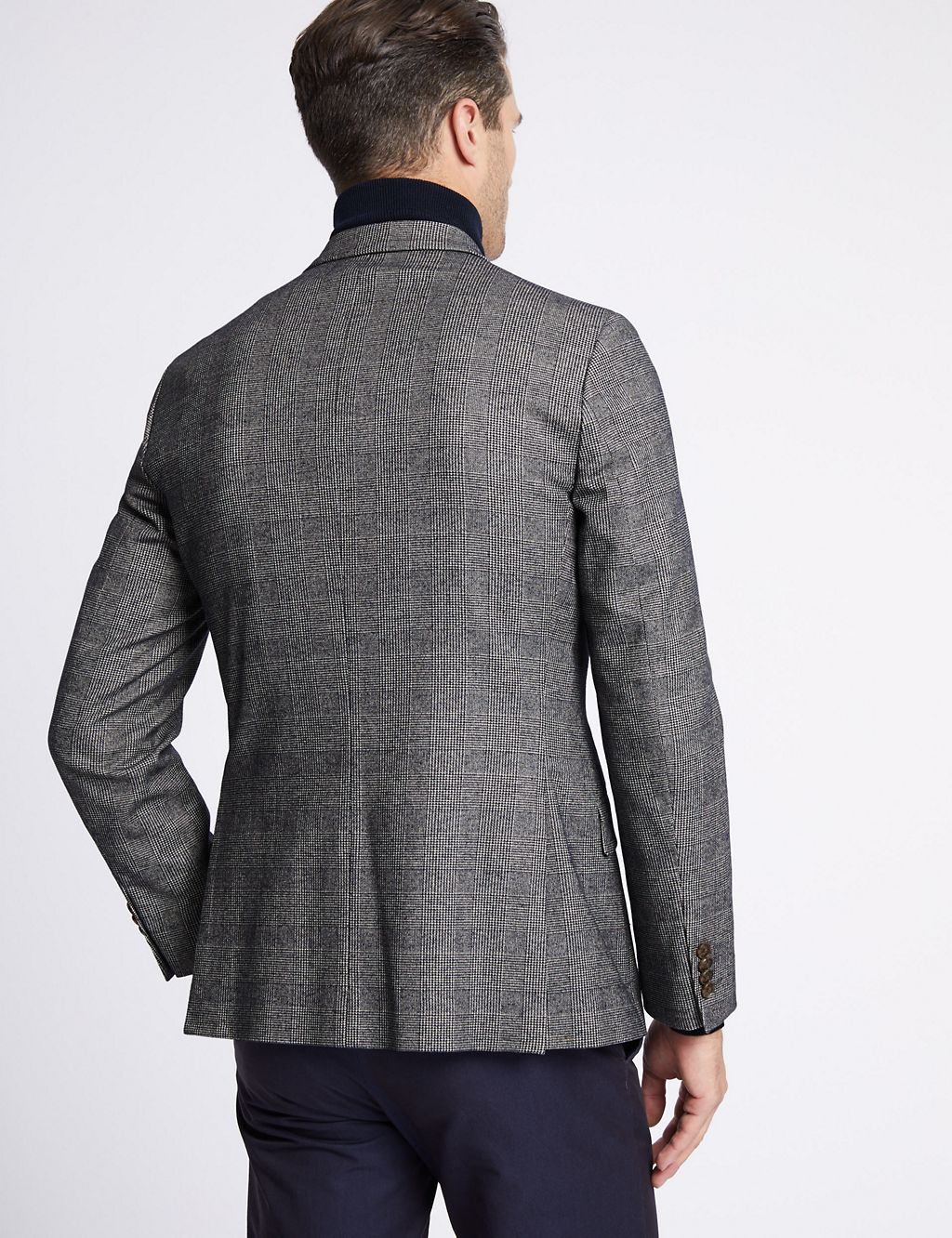 Cotton Rich Checked Tailored Fit Jacket 6 of 7