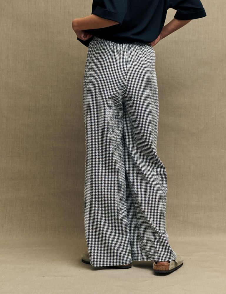 Cotton Rich Checked Wide Leg Trousers | Nobody's Child | M&S