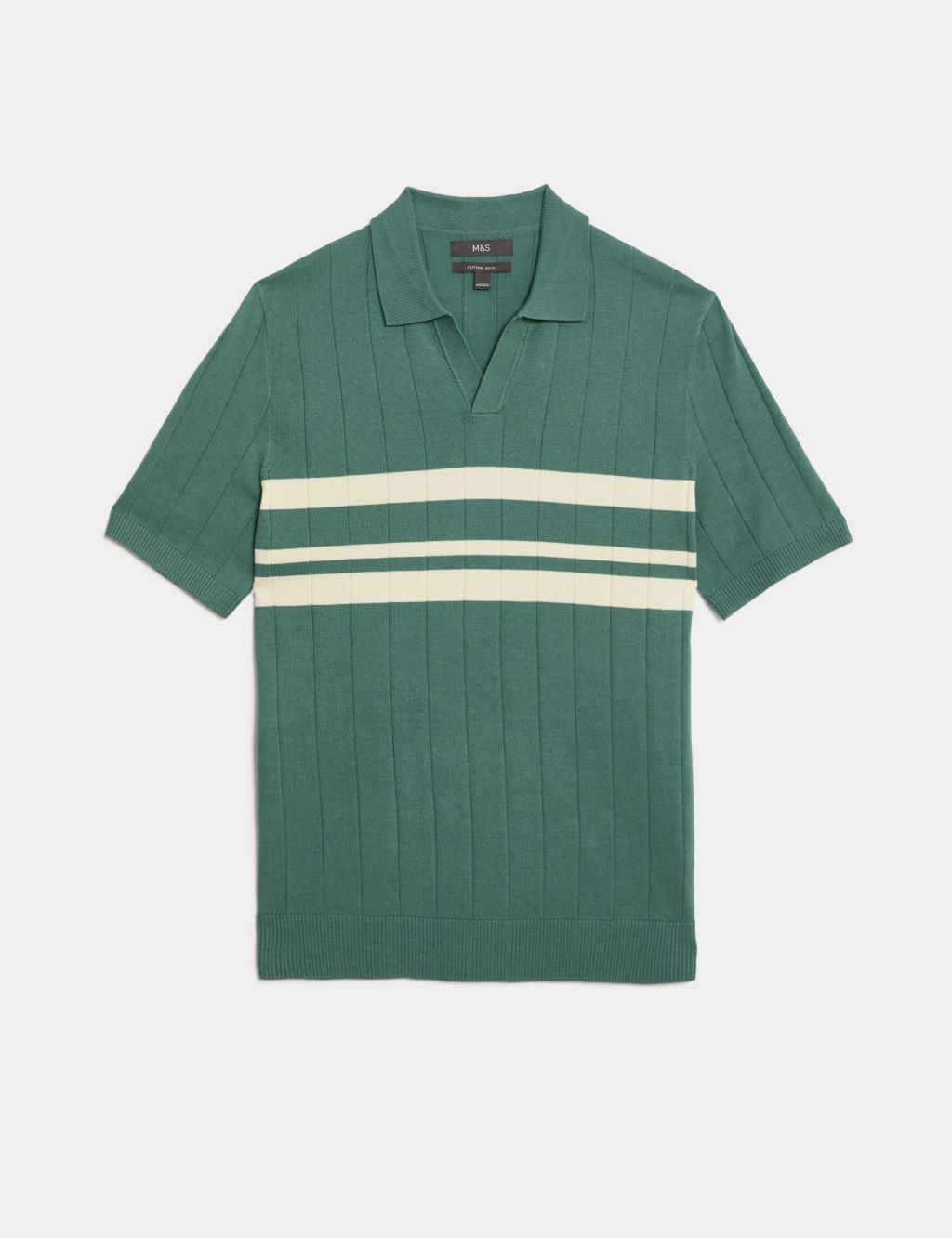 Cotton Rich Chest Stripe Knitted Polo 1 of 5