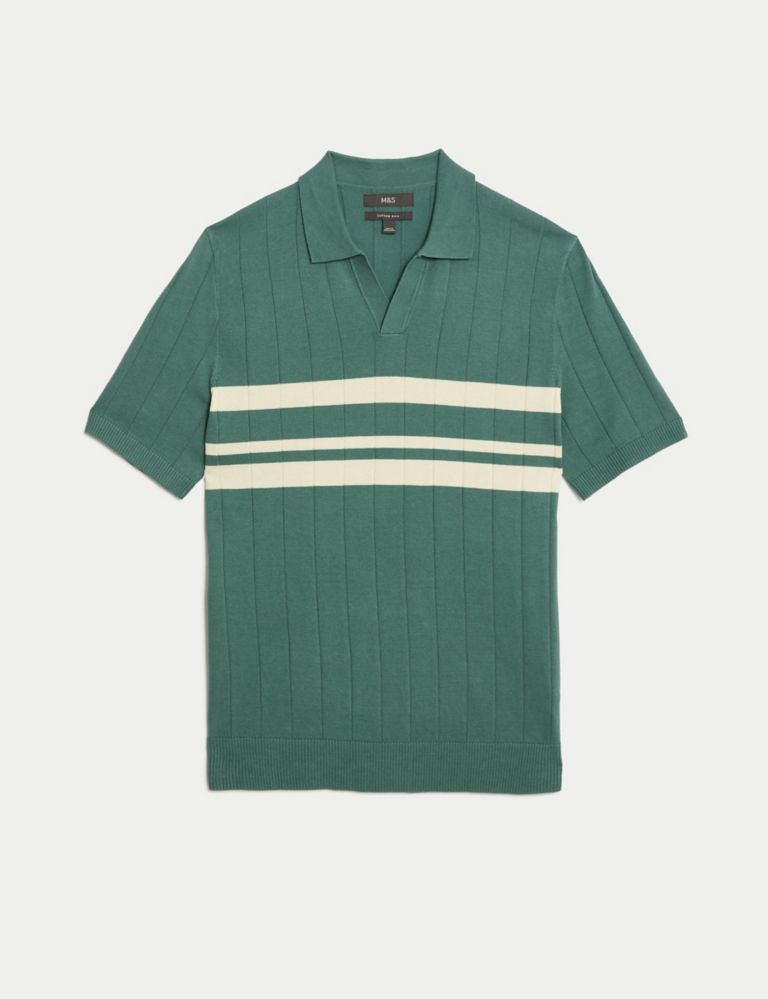Cotton Rich Chest Stripe Knitted Polo 2 of 5