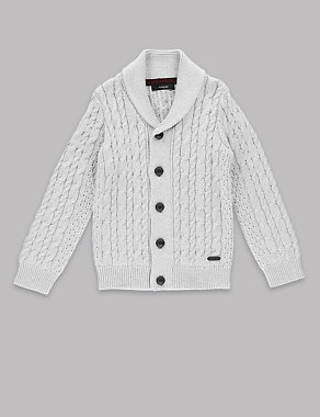 Cotton Rich Chunky Cardigan (1-7 Years) Image 2 of 3