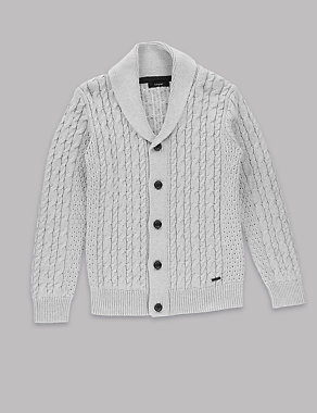 Cotton Rich Chunky Cardigan (5-14 Years) Image 2 of 3