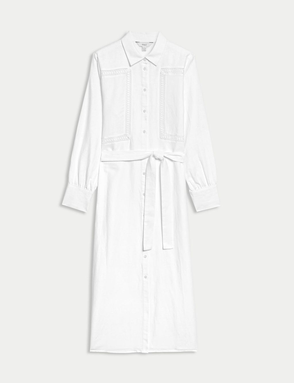 Cotton Rich Collared Belted Midi Shirt Dress 1 of 5