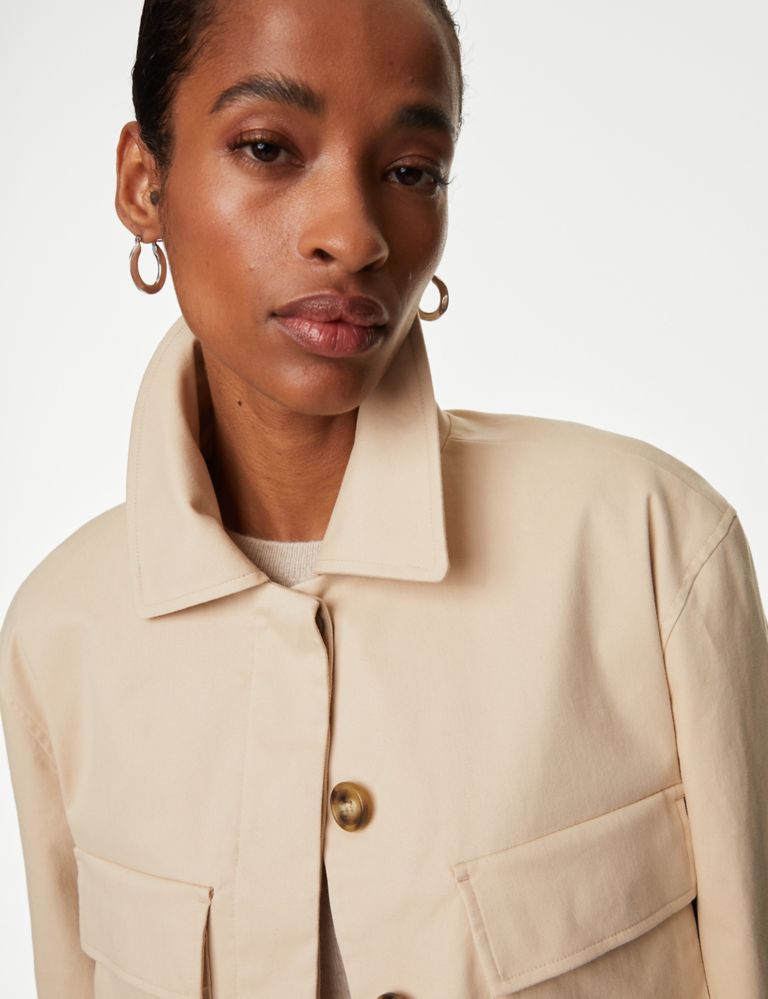 Cotton Rich Collared Cropped Utility Jacket 4 of 8