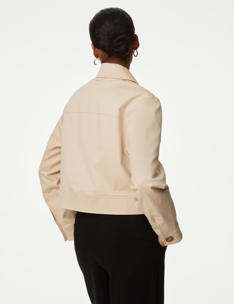 Cotton Rich Collared Cropped Utility Jacket Autograph M S