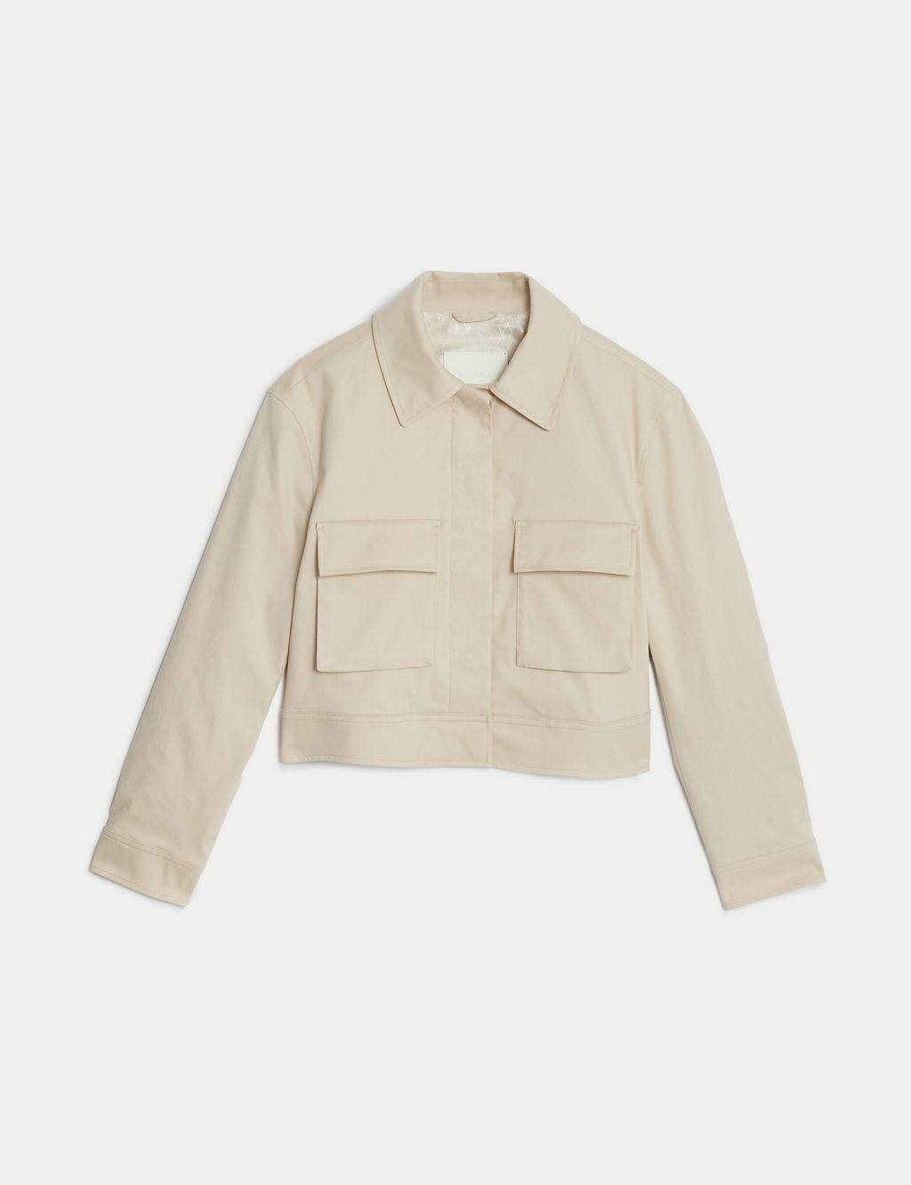 Cotton Rich Collared Cropped Utility Jacket 1 of 8
