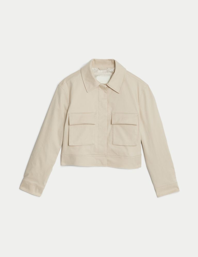 Cotton Rich Collared Cropped Utility Jacket 3 of 8