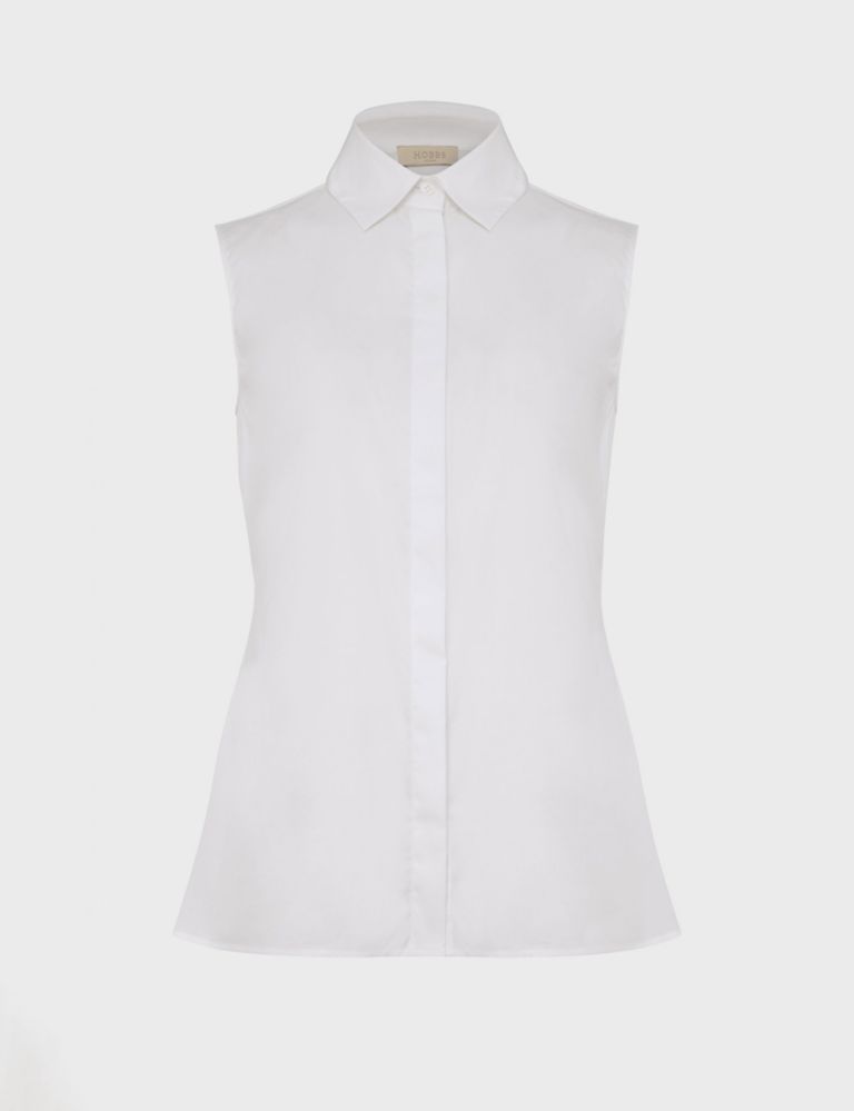 Cotton Rich Collared Fitted Sleeveless Shirt 2 of 4