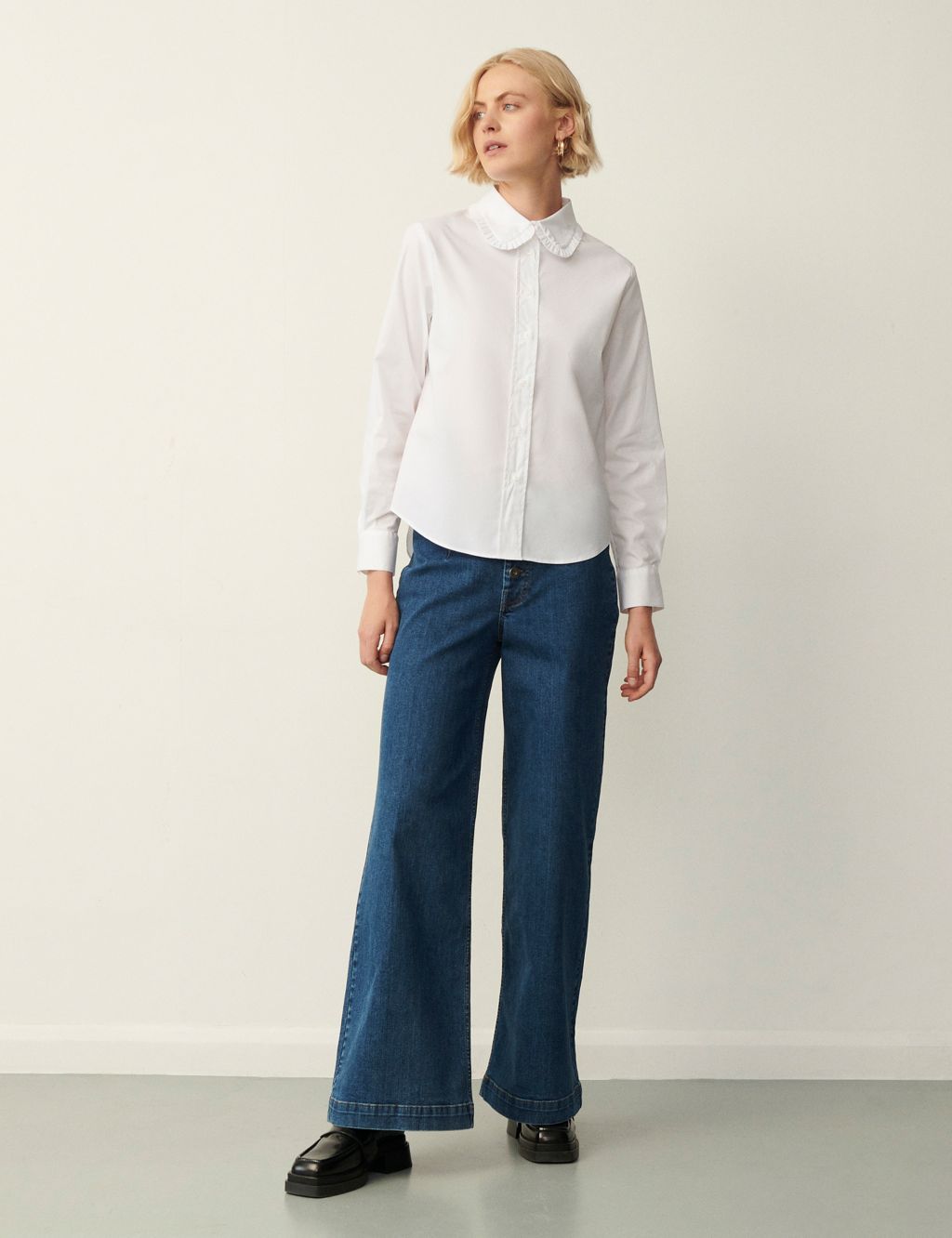 Cotton Rich Collared Frill Detail Shirt 3 of 4