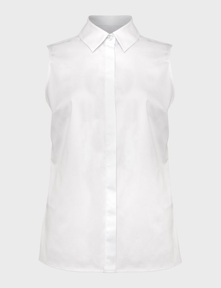 Cotton Rich Collared Sleeveless Blouse 2 of 4
