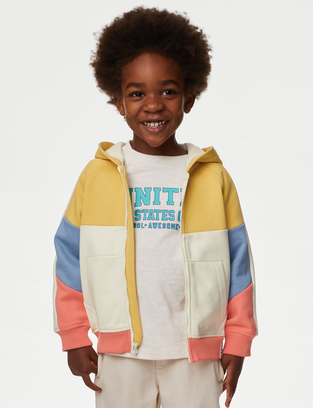 Cotton Rich Colour Block Hoodie (2-8 Yrs) 2 of 5