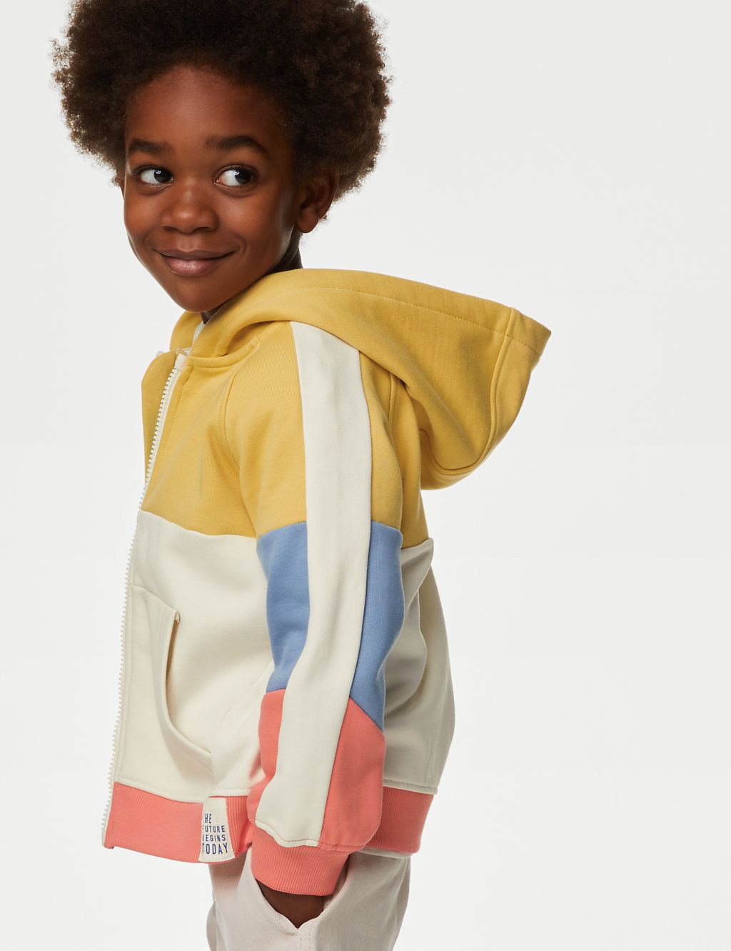 Cotton Rich Colour Block Hoodie (2-8 Yrs) 4 of 5