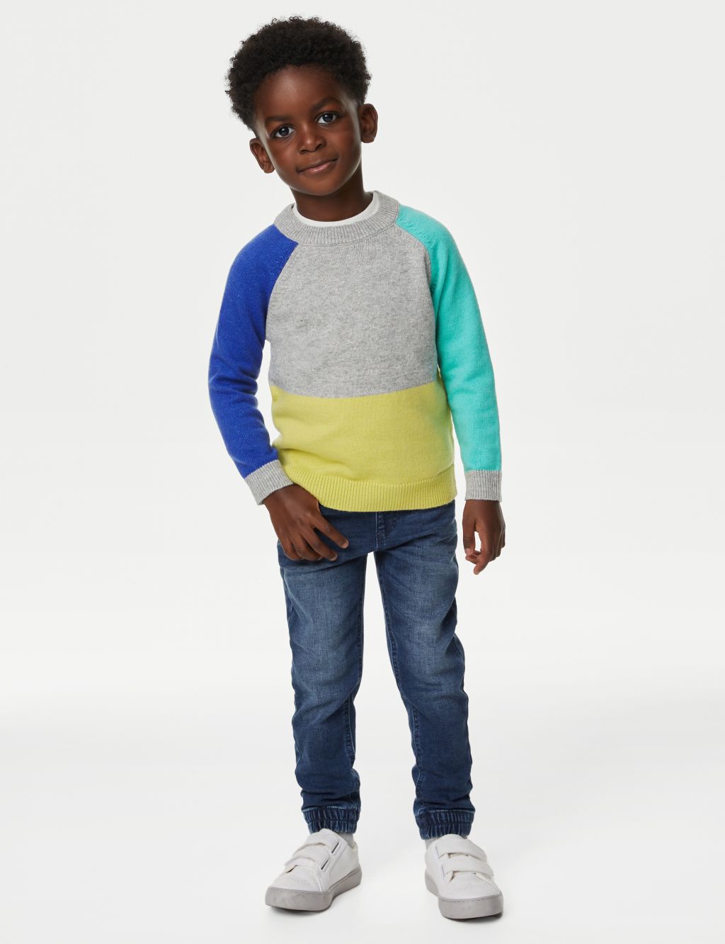 Cotton Rich Colour Block Knitted Jumper (2-8 Yrs) | M&S Collection | M&S